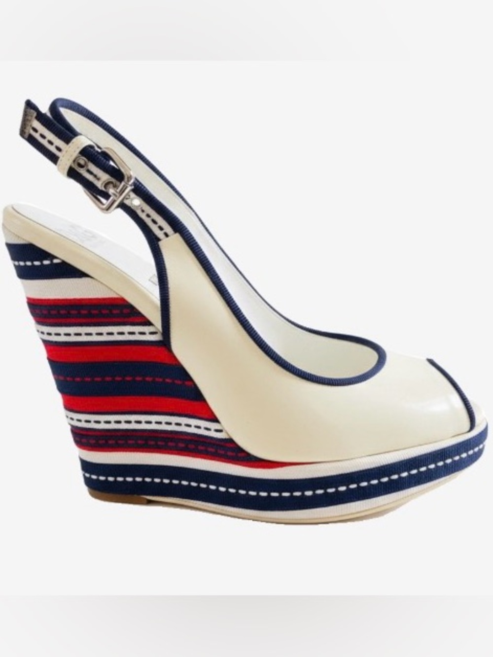 🛍️Dolce & Gabbana Authentic, Rare & Vintage Nautical Striped Canvas Wedge Heels
